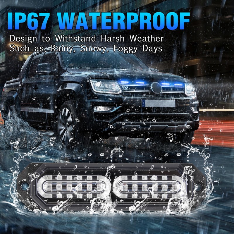 I LITTON Blue Flashing Strobe Lights for Vehicles, 24V 12V