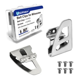 Belt Clip for Milwaukee, 6pcs 304 Stainless Steel Drill Tool Clips Hook Kit with Screws for Milwaukee 2604-20, 2604-22, 2604-22CT, 2797-22