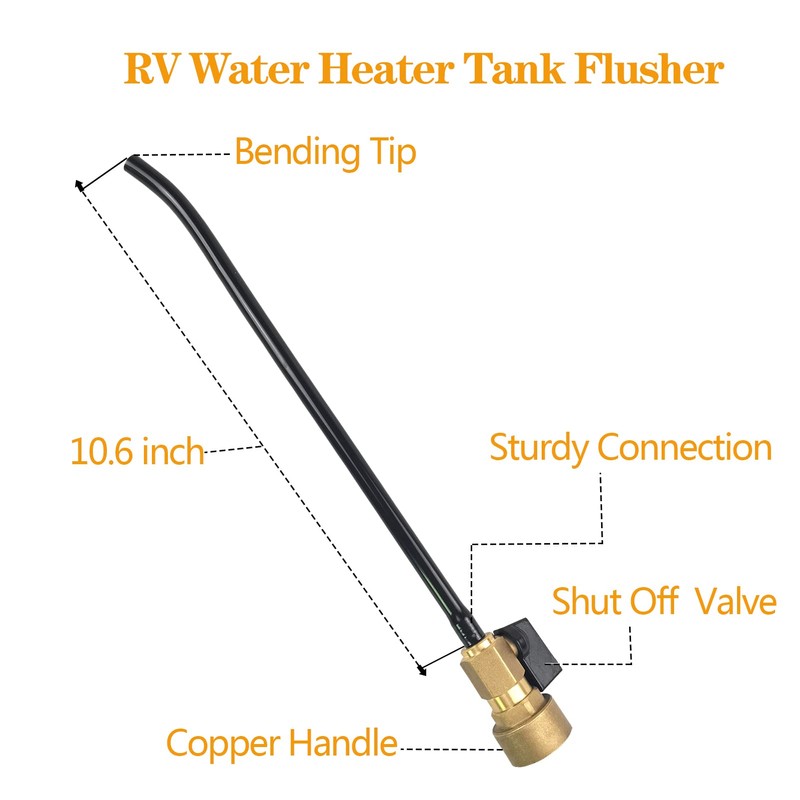 RV Water Heater Tank Rinser Flusher with Copper Handle &
