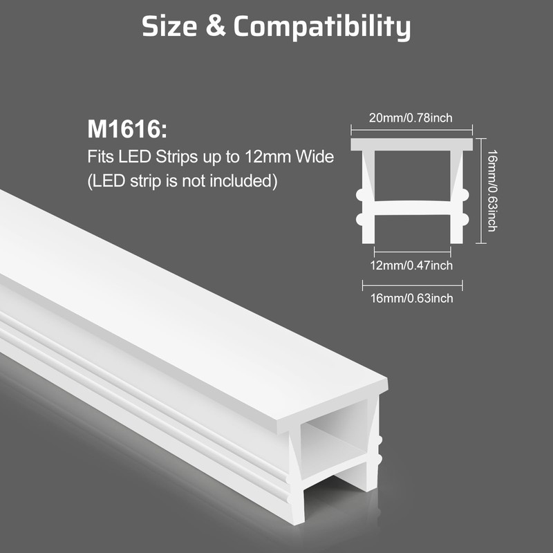 Bingotec 16.4Ft Silicone LED Channel System, Flexible LED Strip Diffuser