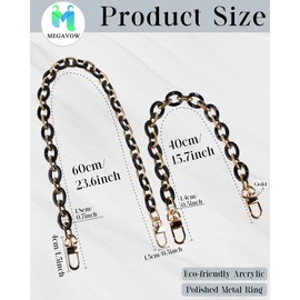 MEGAVOW 1 x Bag Chain Bag Handle Chain, Chains for Handbags, Shoulder Strap, Bag Strap, Shoulder Strap for Bags, Purses, Black, 60 cm