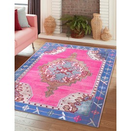 Unique Loom Timeless Collection Area Rug - Thomas (8' x 10' Rectangle, Fuchsia/ Violet)