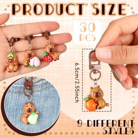 Nosiny 30 Pcs Cute Capybara Keychains Kawaii Capybara Accessories Bag Charm Phone Charms Wallet for Women Friends Cartoon Resin Cute Keychains Animal Gifts Birthday Christmas
