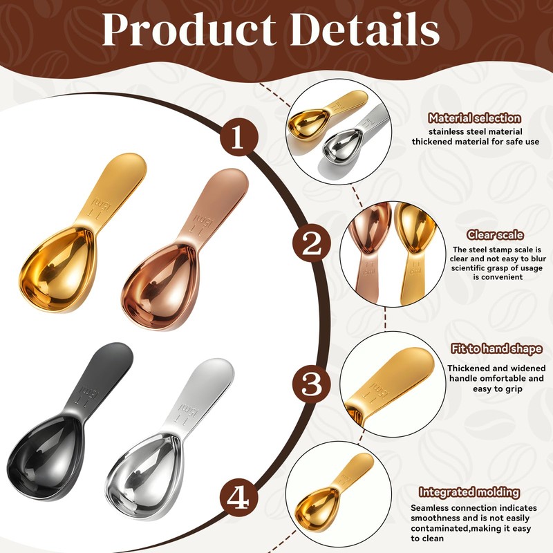 9/8 Stainless Steel Coffee Scoop: 1 Tbsp Coffee Scoop for