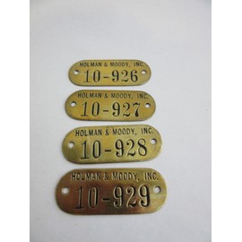 Holman Moody VINTAGE (4) Holman Moody Brass Inventory Tags Emblem Racing NASCAR Hard To Find!