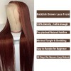 Hxxcoup Straight #33 Reddish Brown Human Hair Wig 13x6 Transparent