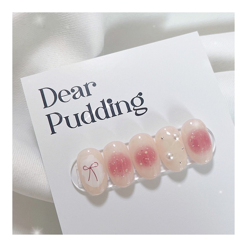 [Handmade Nail Tips] Ribbon Cheek Nail Tips - Petit Coffin