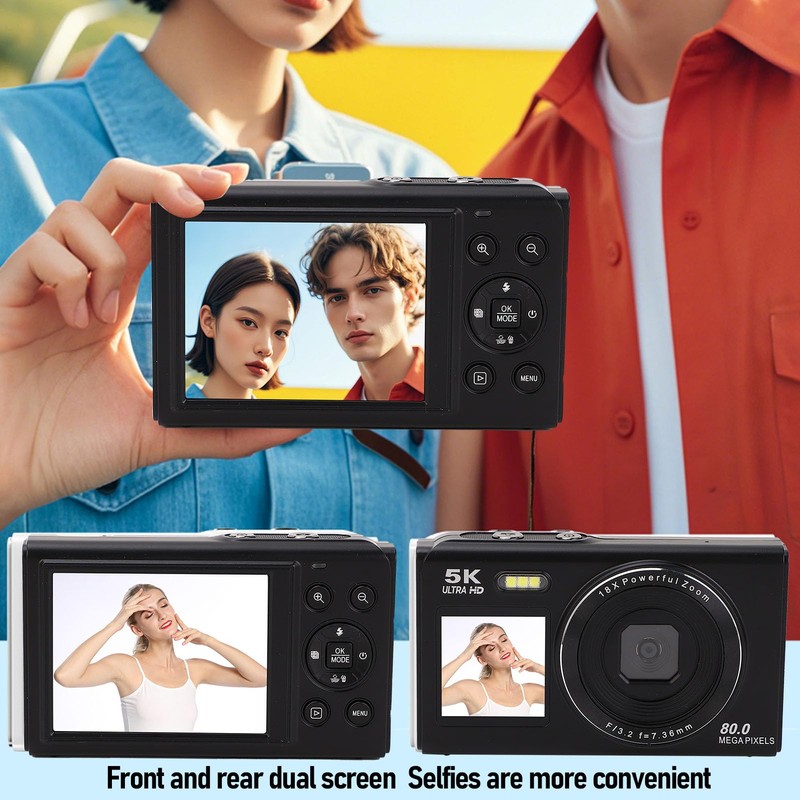 Dpofirs 5K Digital Camera for Photography, 80MP WiFi Vlogging Camera,