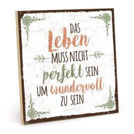 TypeStoff HS-00351 Wooden Sign with Saying – Not Perfect – Vintage Look with Quote as a Gift and Decoration on the Theme of Life is Beautiful