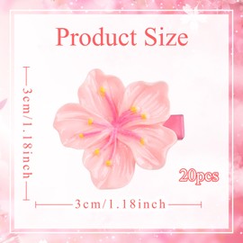 20Pcs Pink Flower Hair Clips Cherry Blossom Hair Barrettes Floral Hair Pins Cute Hair Accessories for Women Girls Spring Summer Birthday Wedding Party Supplies