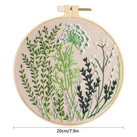 Huacan Embroidery Set for Beginners Adults 3 Pieces DIY Embroidery Set Flowers Pattern Plants Cross Stitch Set Art Craft Gift 20 x 20 cm