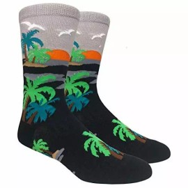 Tango11s Novelty Fun Crew Print Socks for Dress or Casual (Sunset #50)