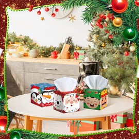 12 Pack Christmas Facial Tissues Cube Boxes Bulk 600 Sheets 3 Ply Santa Claus Small Tissues Cube Boxes for Xmas Party Winter Home Bedroom Car Accessories
