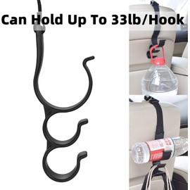 Car Seat Headrest Hook - Universal Durable Automotive Seat Back Organizers/w 3 Hooks Vehicle Storage Hanger for Purse Handbag Coat Grocery Fishing Rod Umbrella Holder (2 PCS) (Black, One Size)