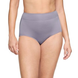 Warner's Women's Pinching No Problems Dig-Free Comfort Waist Microfiber Brief 5738, Lavender Gray, 8