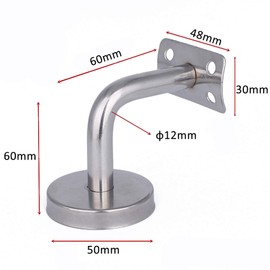 2 x Stainless Steel Handrail Carrier, Polished Handrail Holder for Wall Mounting, Handrail Holder for Wall Brackets, Inner Wall Loft, Older Handrails, Corridor Support Bar
