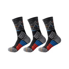POTXRESD - Calcetines deportivos de compresión para hombre, acolchados para baloncesto, 3 pares (9-13), 2106-negro, Talla Única