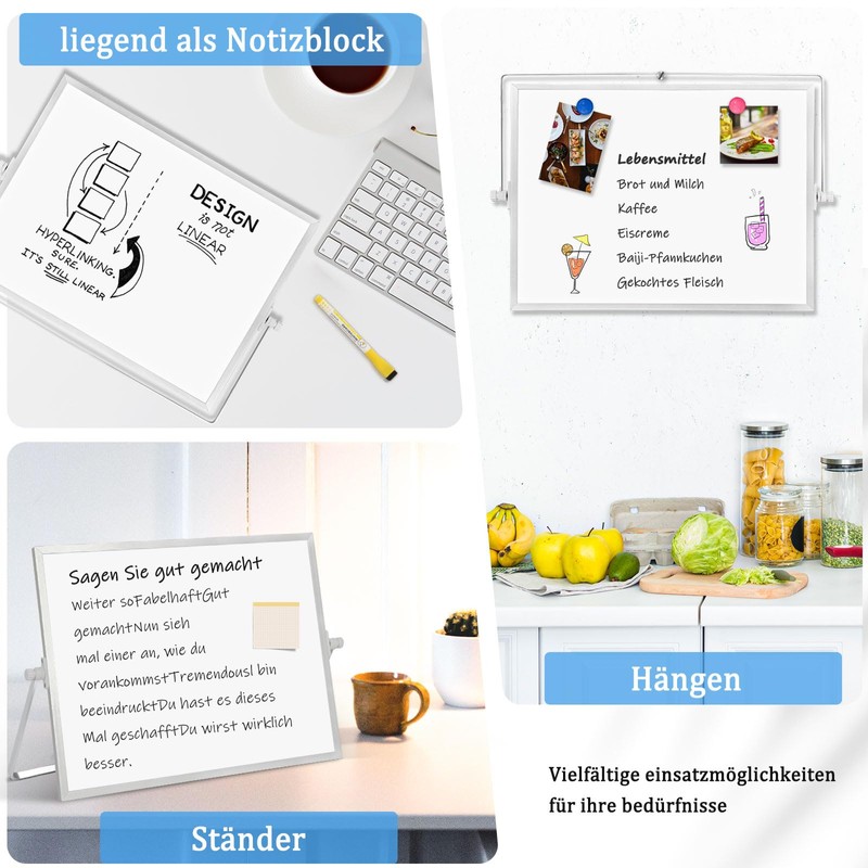 QUEENLINK Magnetic Whiteboard, Double-Sided Desktop Magnetic Board, Small, White Board