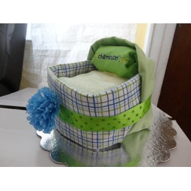 Baby Boy Small Green Bassinet Diaper Gift Package - Comes Decoratively Wrapped Making it a Great Gift or Shower Centerpiece - Other Gift Options Also Available