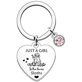 SDOFY Sloth Gifts Sloth Gifts for Girls Sloth Keyring Keychain Sloth Lovers Gift Just a Girl Who Loves Sloths