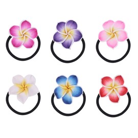 FRCOLOR Hair Rubber Plumeria Flower Ring Rubber Hair Elastic Scrunchie Hair Rope, 12 Pieces, Stylish, Hair Tie, Hair Ring, Korean, Cute, Girls, Hair Ornament, Colorful