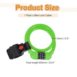 MECCANIXITY 2 Feet x 1/2 Inch Bike Lock Cable, 4 Digit Resettable Combination Security Cable Lock Self Coiling Cable Lock Bike Bicycle Lock Portable Lock with Clip Green Pack of 1