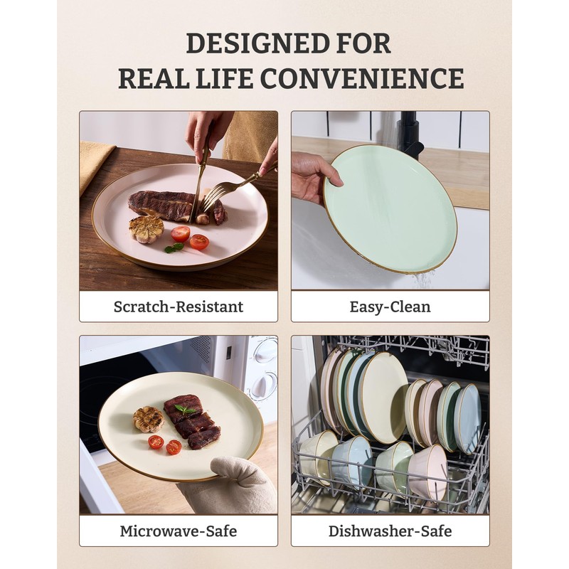 Famiware Saturn Dinnerware Sets, Plates and Bowls Sets for 4,