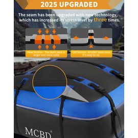 MCBD Rooftop Cargo Carrier Bag, 15 Cubic Feet Waterproof Soft-Shell Car Roof Bag for All Vehicles SUV with/Without Rack, Car Top Luggage Storage Bag