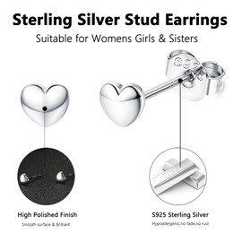 JeweBella 925 Sterling Sliver Tiny/Small Stud Earrings Set for Women Girls Cubic Zirconia Earrings Cartilage Helix Ear Piercing Star Ball Heart Earrings