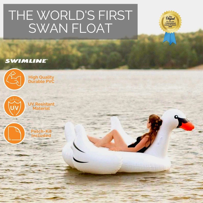 SWIMLINE ORIGINAL 90621 Giant Inflatable Swan Pool Float Floatie Ride-On