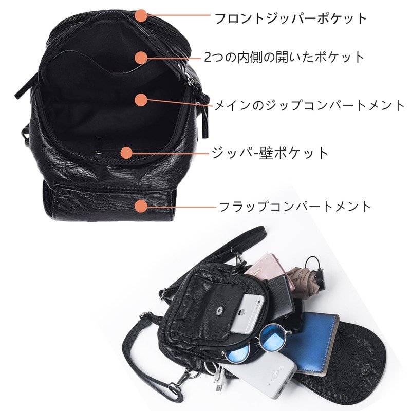 HUAZHIMAO Small Backpack Purse for Women, Soft Washed PU Leather