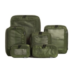 Aerotrunk Compression Packing Cubes for Travel - Luggage Organizer Bags - Double Zipper Packing Cubes for Suitcases (6-Pack, Olive)