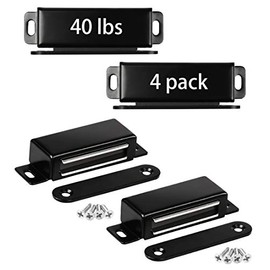 Onarway Magnetic Door Catch 40lbs 4 Pack Pull Strong Magnet Cabinet Latches Magnetic Hardware Stainless Steel Door Closer for Bathroom Kitchen Sliding Door Window Cupboard Black