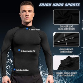 2/3 Pack Men's Compression Shirts Long Sleeve Workout Shirts Mock Turtleneck Athletic Base Layer Active Undershirts Tops
