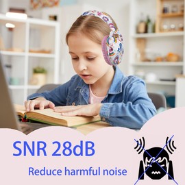 PROTEAR Kids SNR 28dB Noise Reduction Ear Protection Safety Ear Muffs, Adjustable Ear Defender for Kids, Children Hearing Protection Firework, Homework (Pink Unicorn)