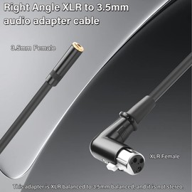 JSADZKJ Right Angle XLR Female to 3.5 mm Female Adapter Cable 90 Degree XLR to 1/8 TS Microphone Cable, XLR to 3.5 mm Cable (Mono Only) for Microphone, Amplifier, Mixer 30 cm (XLR Female)