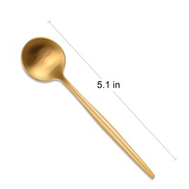 5.1 Inches Satin Gold Coffee&Tea Spoons,Small Demitasse Spoon,Mini Spoons For Stirring,Gold Teaspoons Set Of 4 SS18/10 Solid Round Spoon