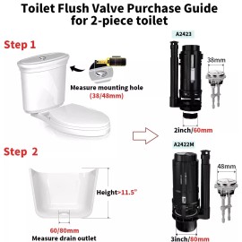 R&T A2422M 3" Dual Flush Valve with Push Button Dual Flush Toilet Repair Kit ...