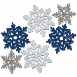 Unique Glittery Snowflake Cutouts | Assorted Designs | 6 Pcs, 5.75", 5" and 4", Multi Color