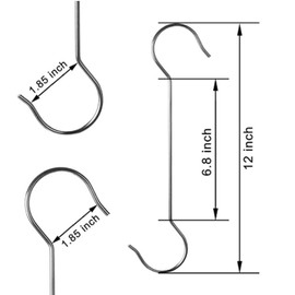 12 Inch Metal Hanging Christmas S Hooks - Extra Large Shaped Hook Heavy-Duty S Hooks,for Kitchenware, Plants,Clothing Store, Garden S Hook,Hotels,Hovel and workshops,Stainless Steel(6-Pack)