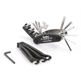 WOTOW 16 in 1 14 in 1 Multi-Function Bike Bicycle Repair Tool Kit Allen Wrench With Tire Pry Bars Rods (Black 16 in 1 tool)