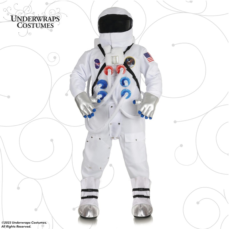 Underwraps Men's Astronaut Costume Deluxe Suit, White, X-X-Large