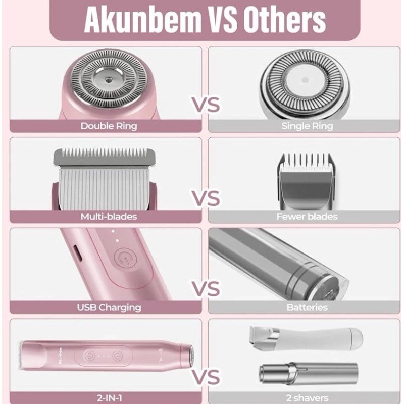 2 in 1 Women Electric Shaver Dual Head Bikini Trimmer