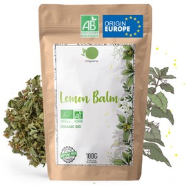 ORIGEENS ORGANIC LEMON BALM TEA BIO 100gr | Herbal tea for Digestion and Relaxation | Organic Melissa tea leaves - Lemon Balm tea loose
