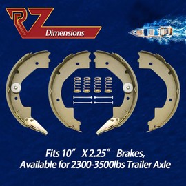 RV Murts 2 Pairs 10" x 2-1/4" Self Adjusting Electric Trailer Brake Shoes Replacement Kits for 2300-3500 lbs Trailer 4 Holes Brake Assembly with Springs&Pins, Trailer Axle Hub Accessories.