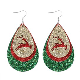 MALOYANVE Christmas Tree Earrings for Women Cute Sparkly Acrylic Snowflake Stars Gloves Socks Glitter Lightweight Stud Earrings Party Jewelry Festival Decoration (Reindeer Leather)