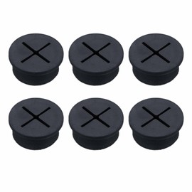 6Pcs 20mm Rubber Cable Grommets for Wire Hole Cover, Desk Table Grommets for Office Home Wire Organizer (Black)