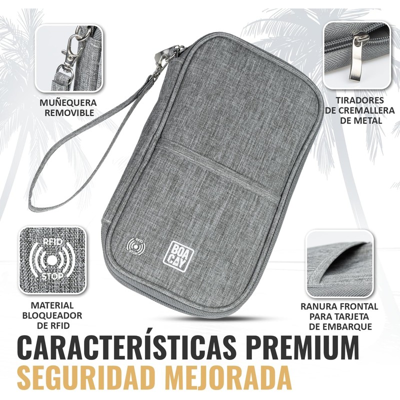 BOACAY Portadocumentos de Viaje Familiar con RFID, Cartera de Mujer