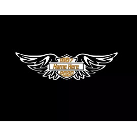 Unbranded In Loving Memory, Harley Style, Shield and Wings. Vinyl window decal. 9" .