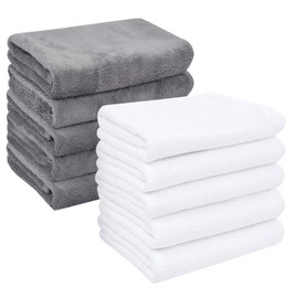 HIDMD Microfibre Face Cloth Makeup Remover Cloth Facial Washcloths Face Cleaning Towels For Eye Face Exfoliating Bath 30CM X 30CM 10 PACK Grey+White